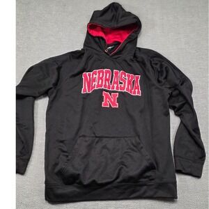 Colosseum Nebraska Cornhuskers Hoodie Mens XL Black Red Embroidered Pullover